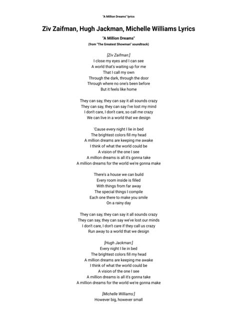 a million dreams lyrics|Michelle Williams .